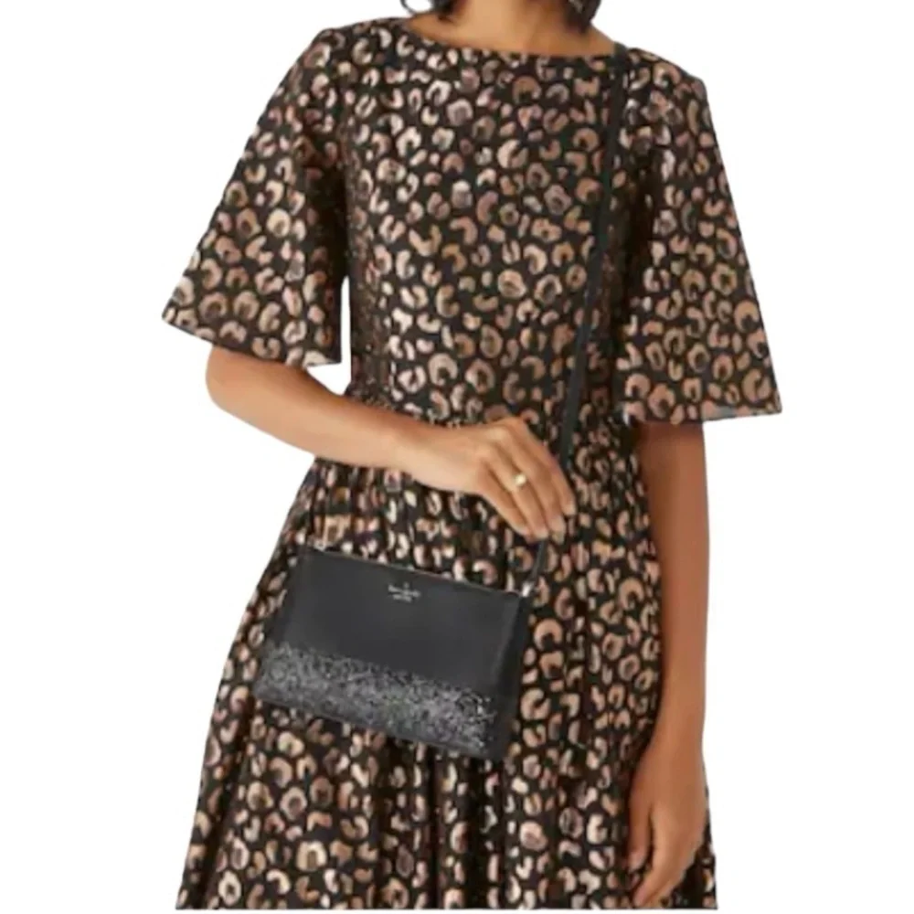 Kate Spade black flash glitter Crossbody NWT